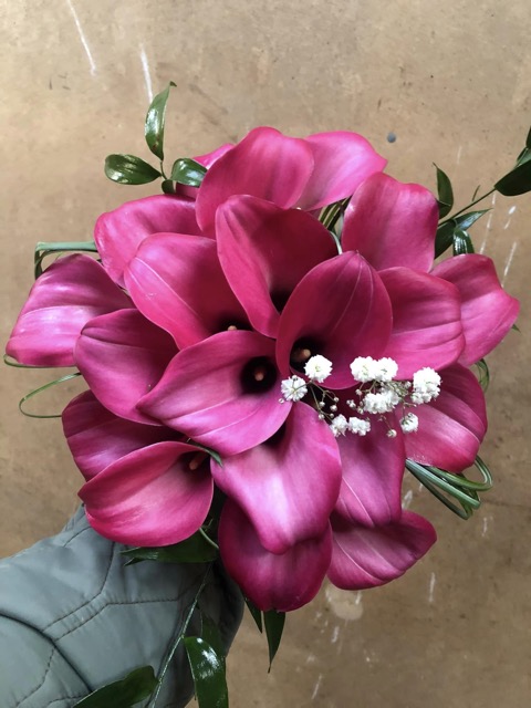 Brudebuket, pink cala.jpg